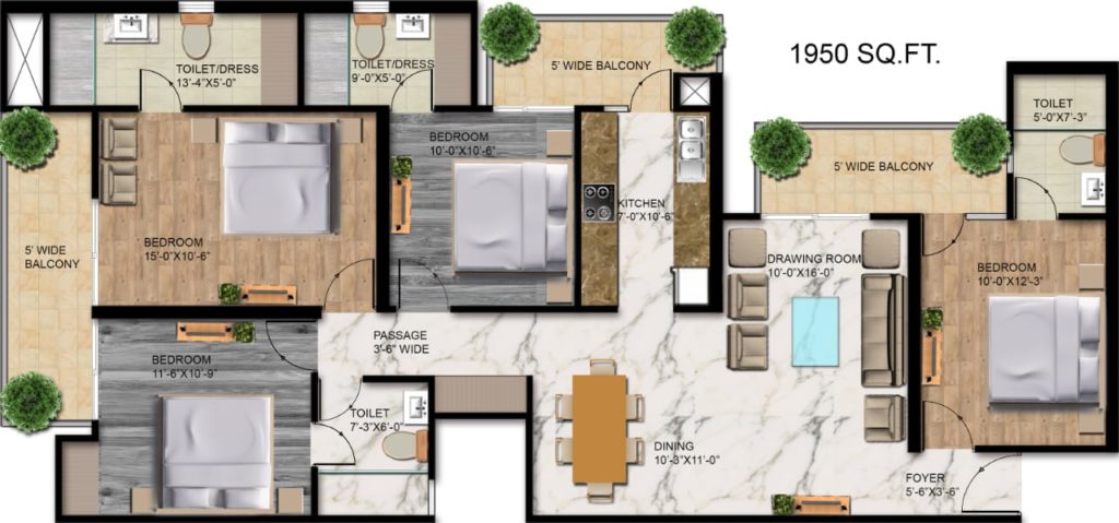 T Homes Floor Plan, T and T Group Siddharth Vihar T Homes